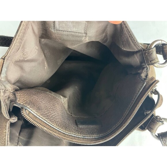 Vintage Fossil Brown Pebbled Leather Handbag Purse Hobo Shoulder Bag - Picture 6 of 10